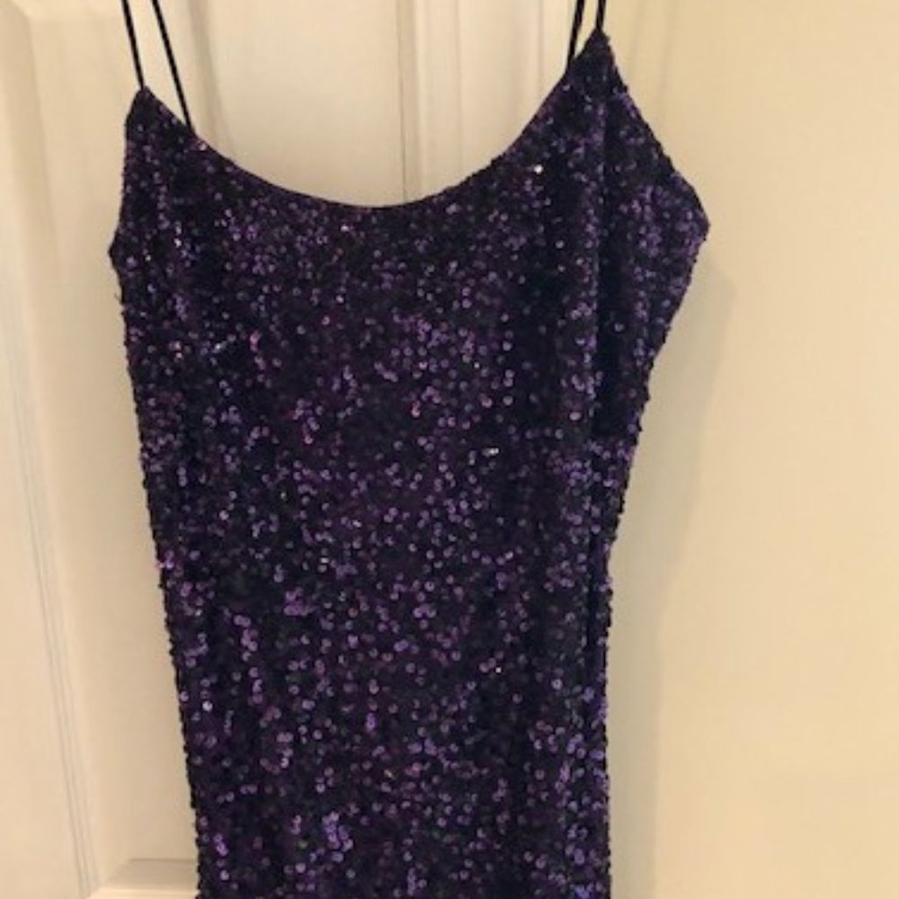 NEW Aidan Mattox all beaded purple cocktail dress